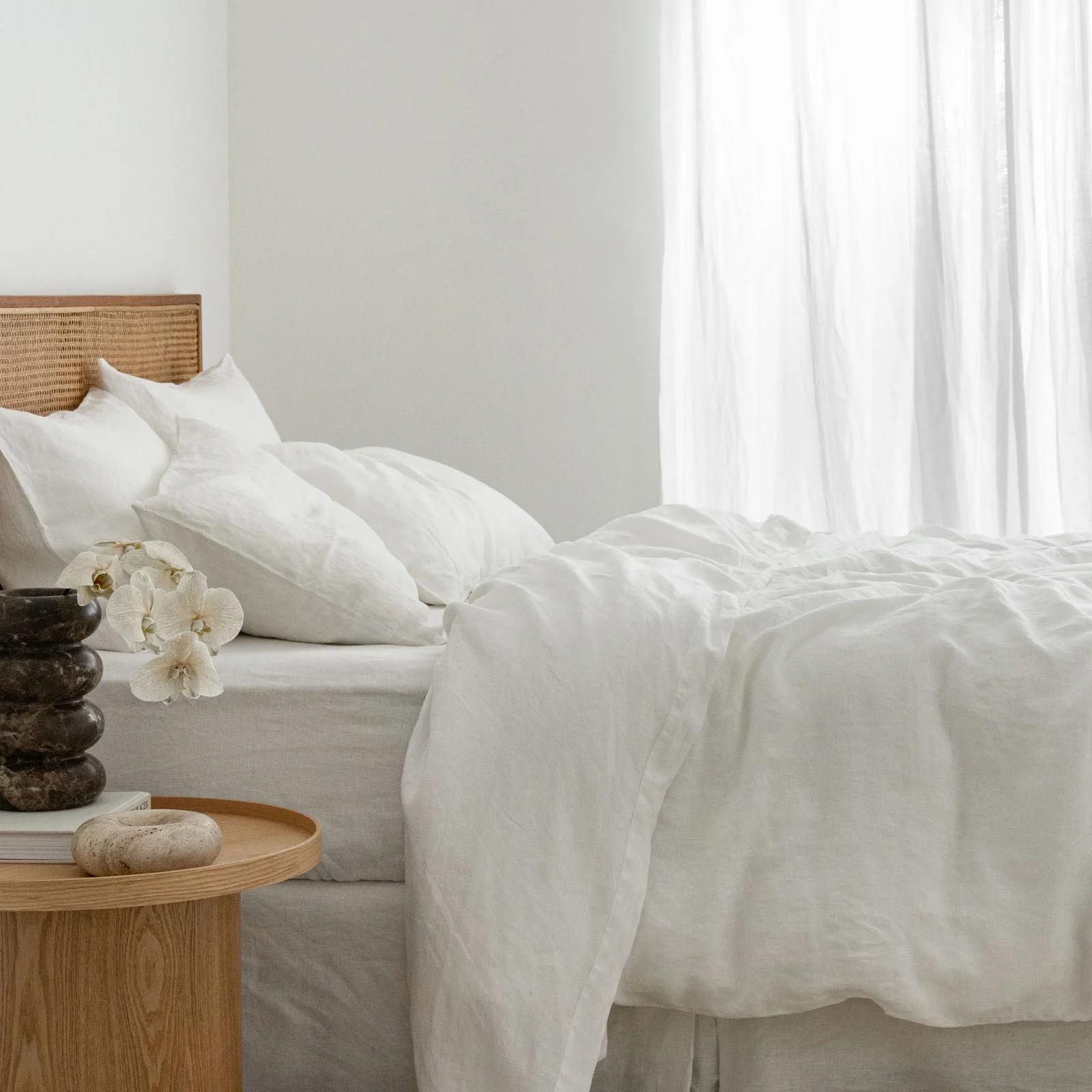 French Flax Linen Quilt Cover Set in White - Image 7