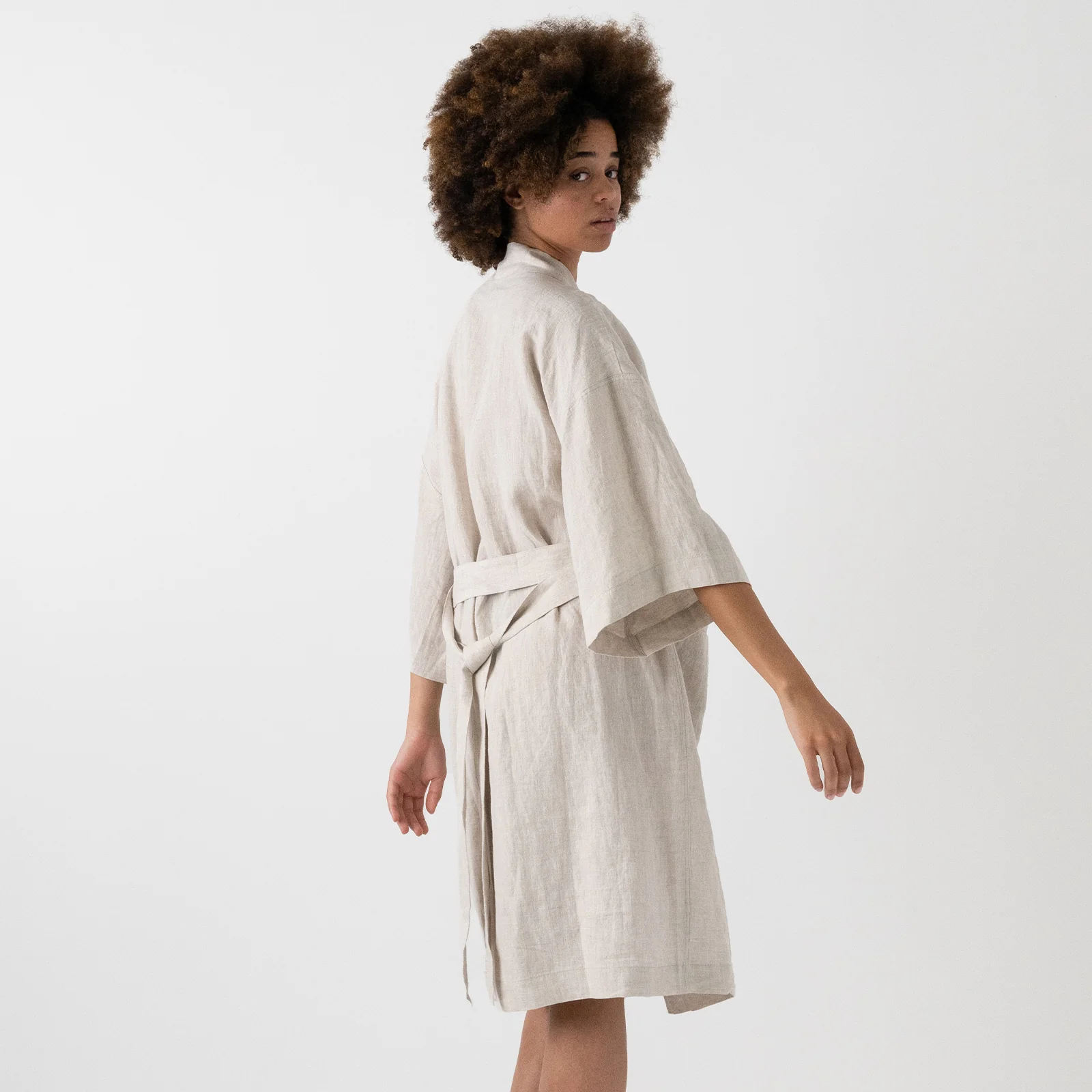French Flax Linen Robe in Natural - Image 3