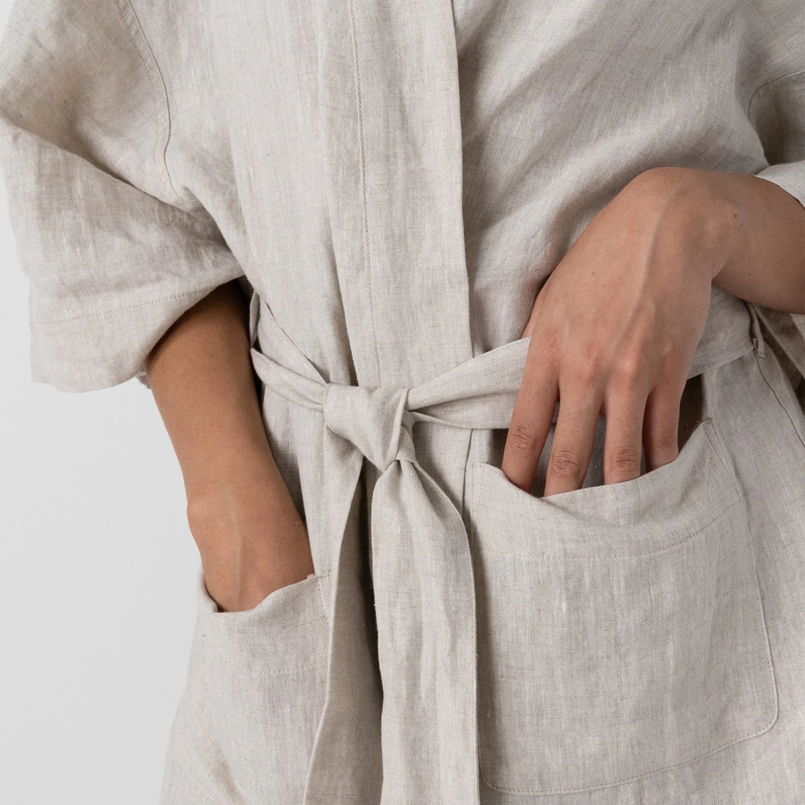French Flax Linen Robe in Natural - Image 5