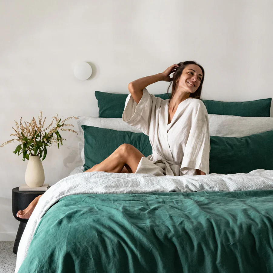 French Flax Linen Robe in Natural - Image 6