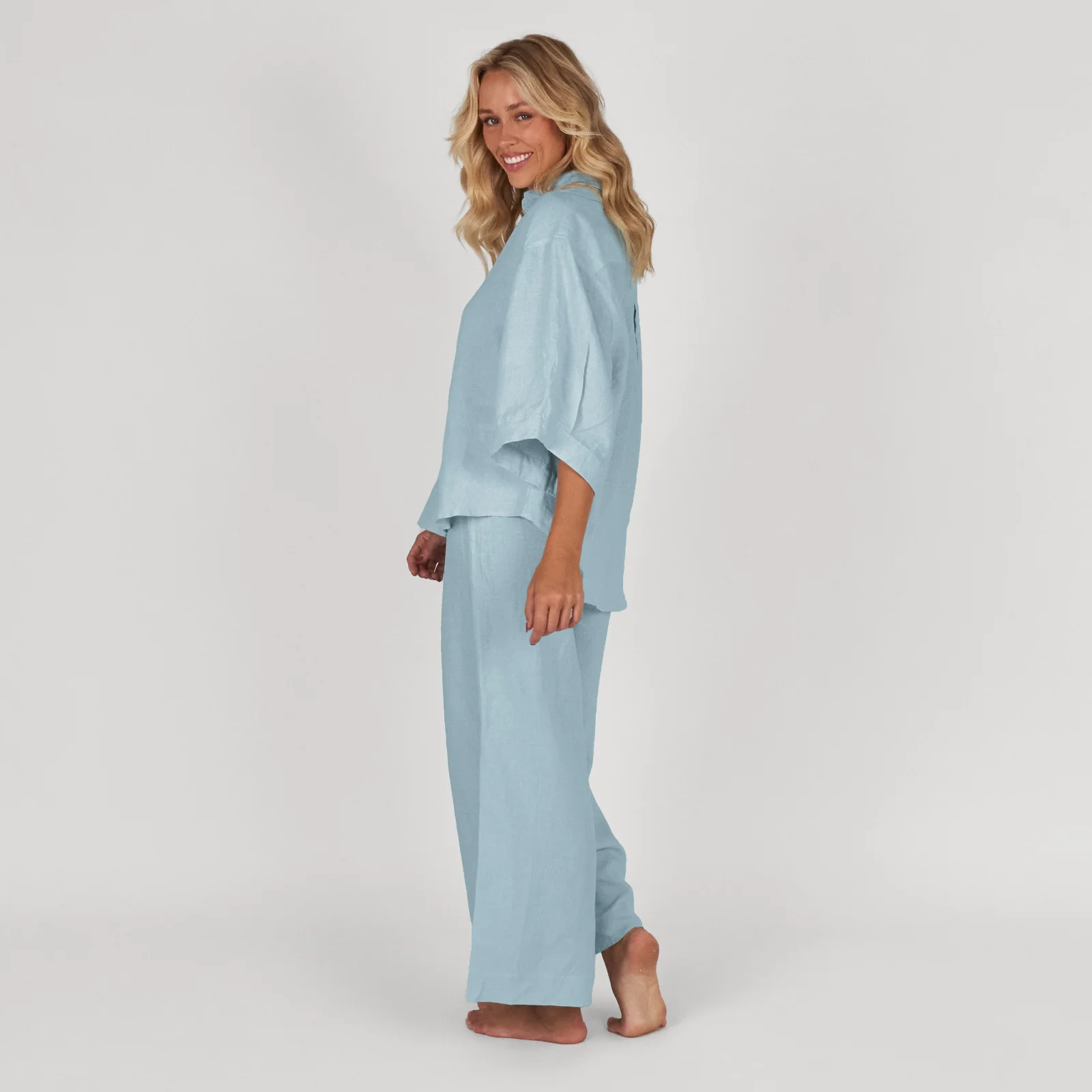French Flax Linen Ruby Lounge Set in Sky Blue - Image 3