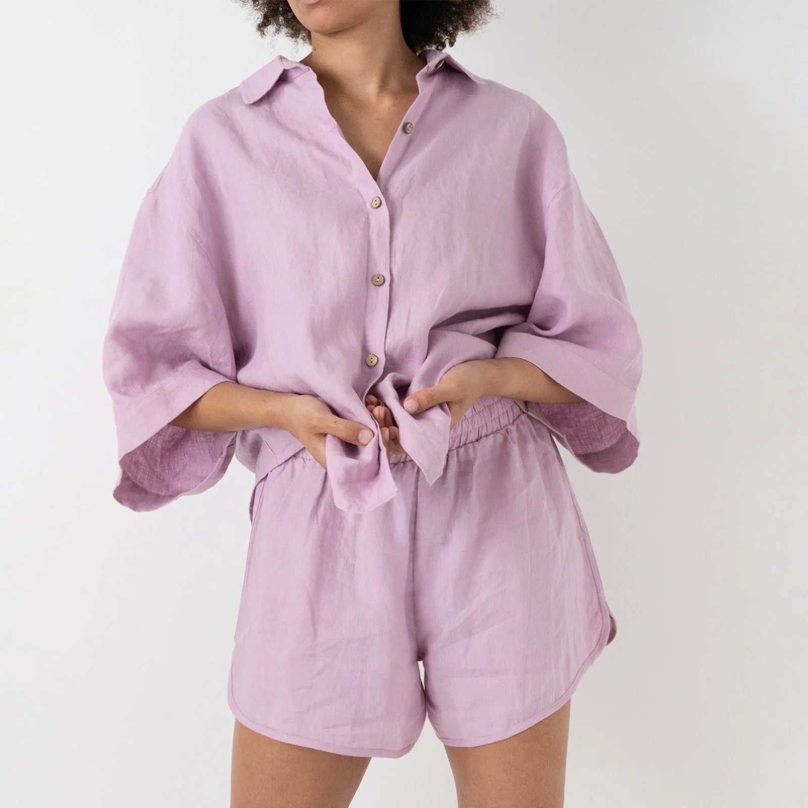 French Flax Linen Ruby Set in Lilac - Image 5