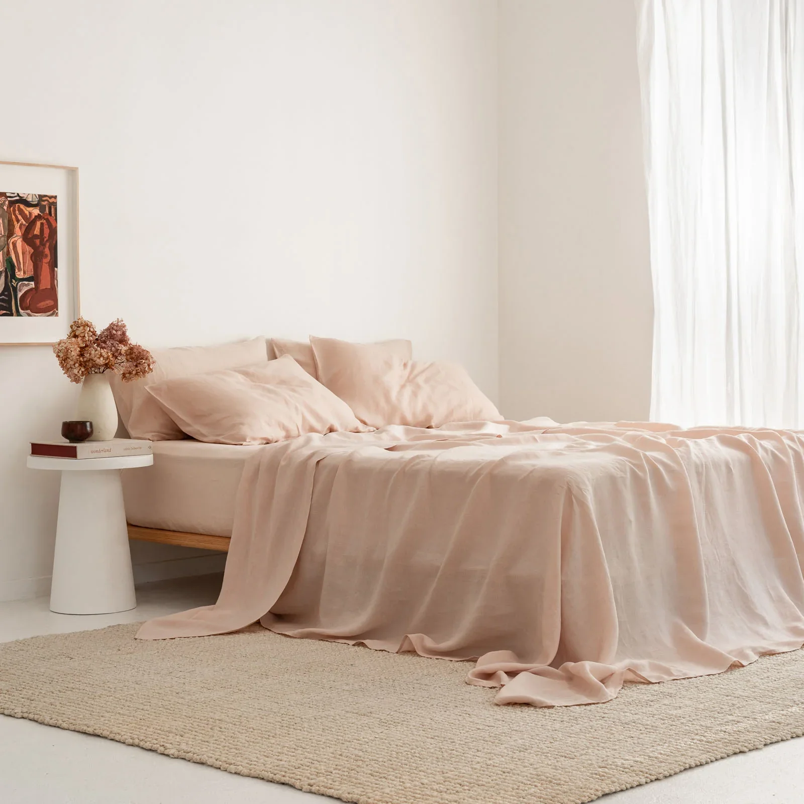 French Flax Linen Sheet Set in Blush - Image 11