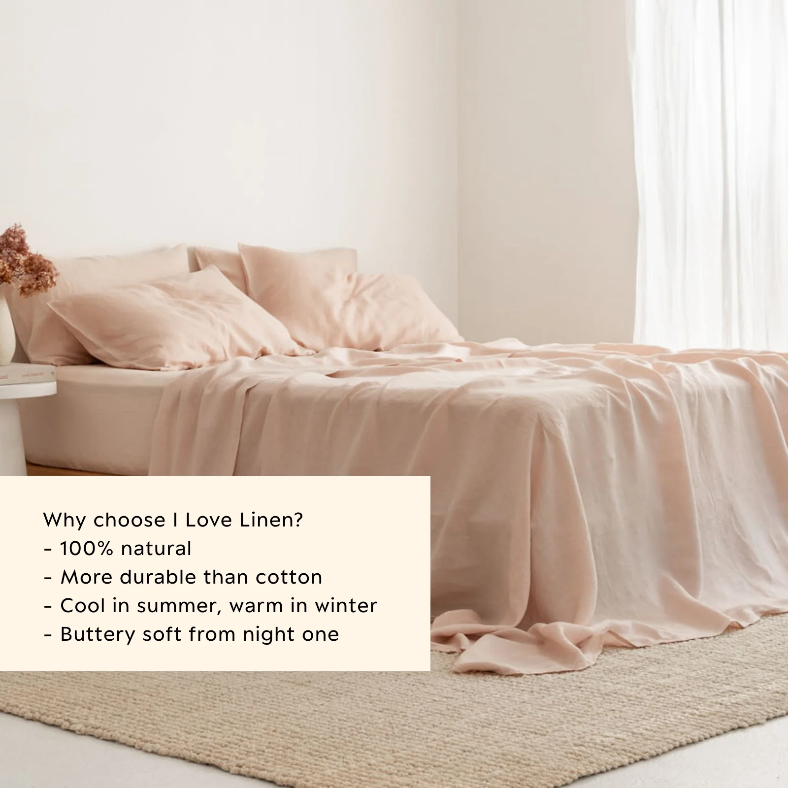 French Flax Linen Sheet Set in Blush - Image 7