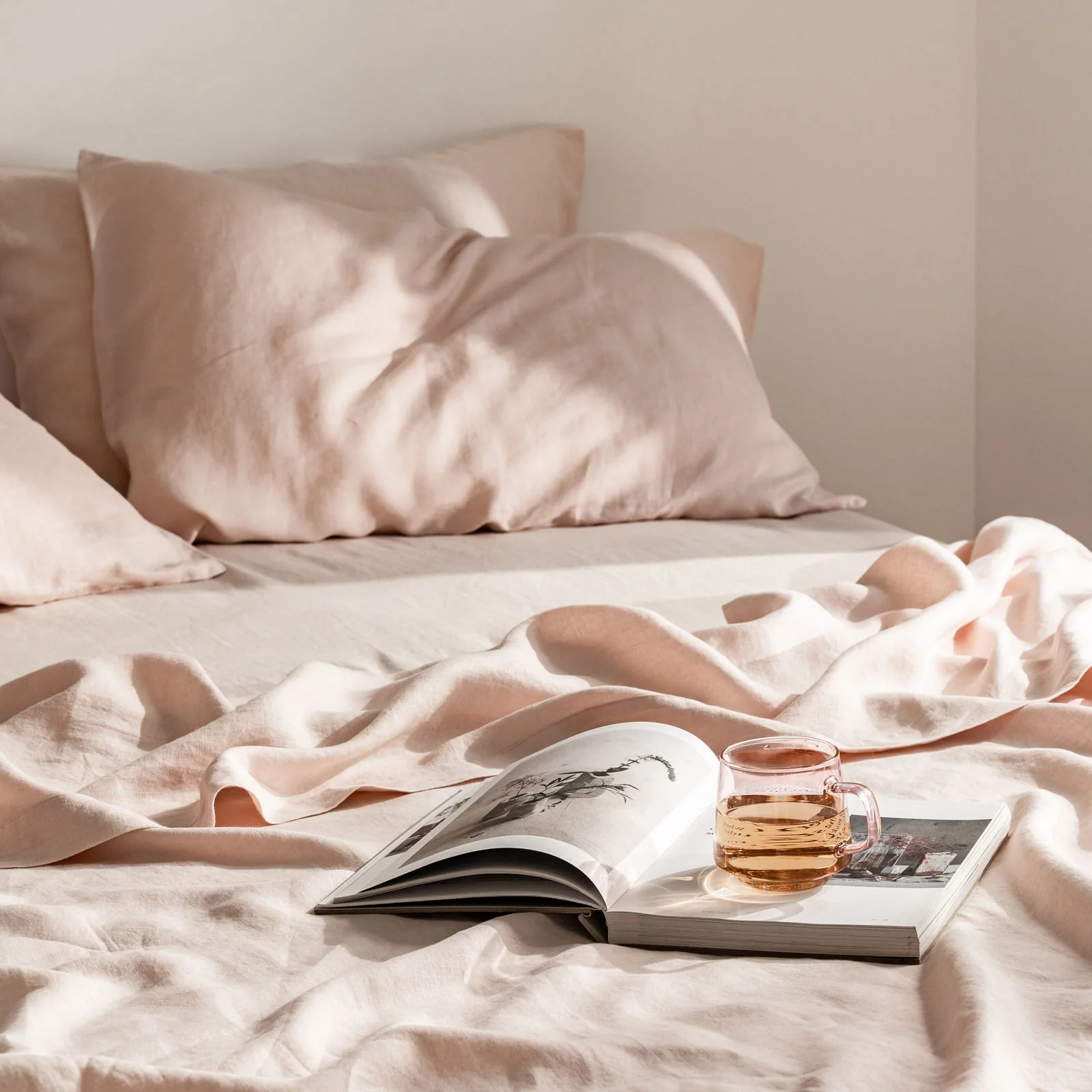French Flax Linen Sheet Set in Blush - Image 8