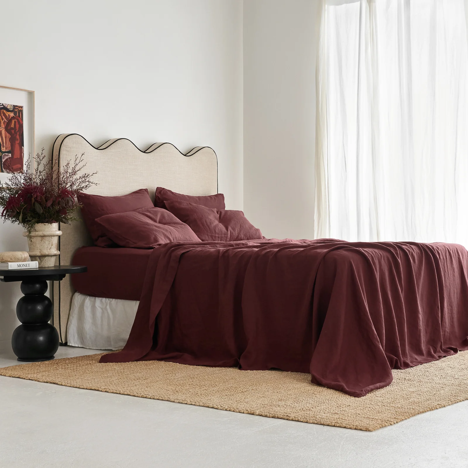 French Flax Linen Sheet Set in Cherrywood - Image 2