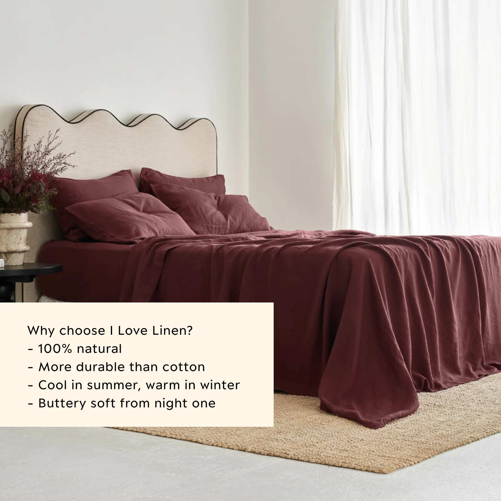 French Flax Linen Sheet Set in Cherrywood - Image 7