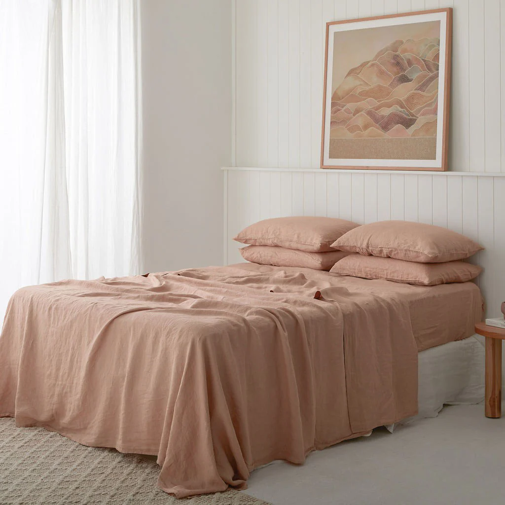 French Flax Linen Sheet Set in Clay - Image 2