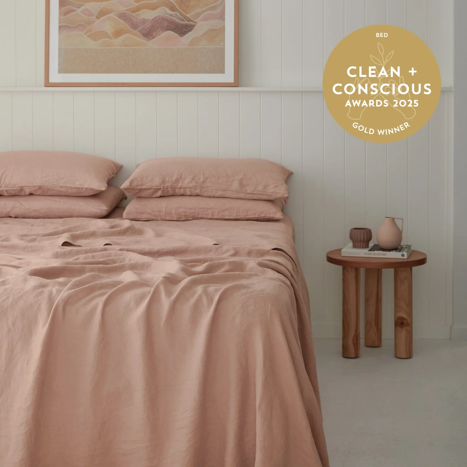 French Flax Linen Sheet Set in Clay - Image 4