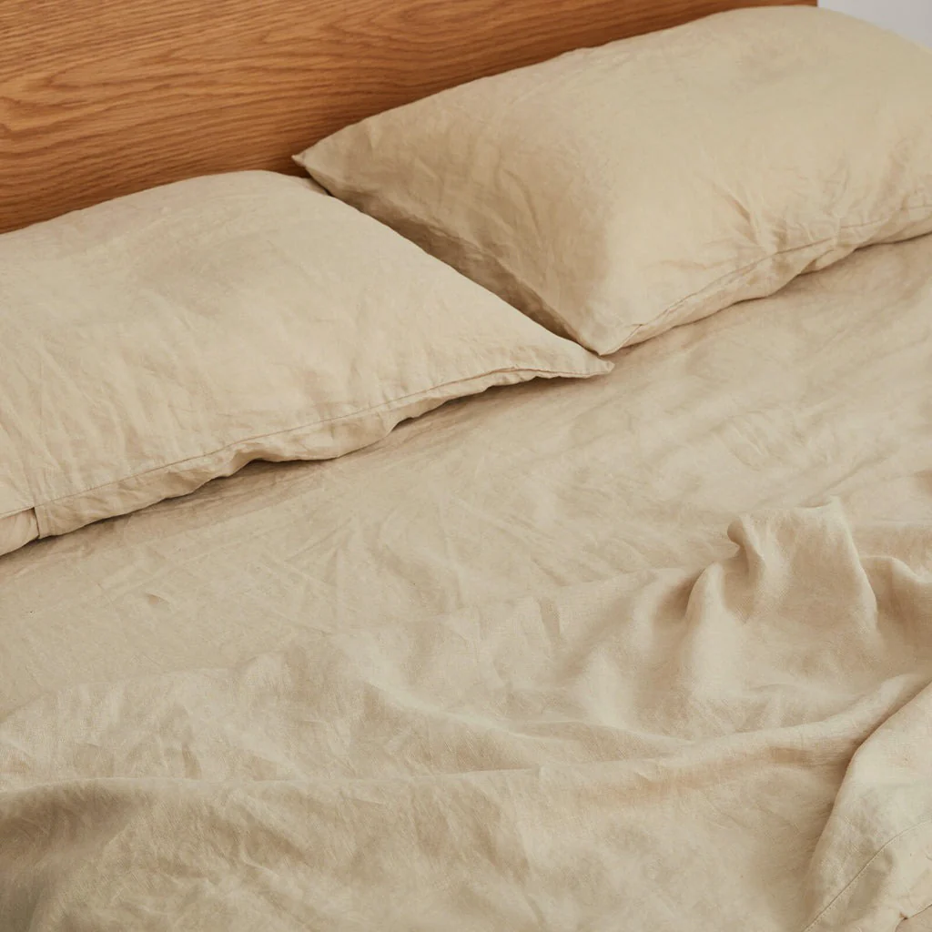 French Flax Linen Sheet Set in Creme - Image 5