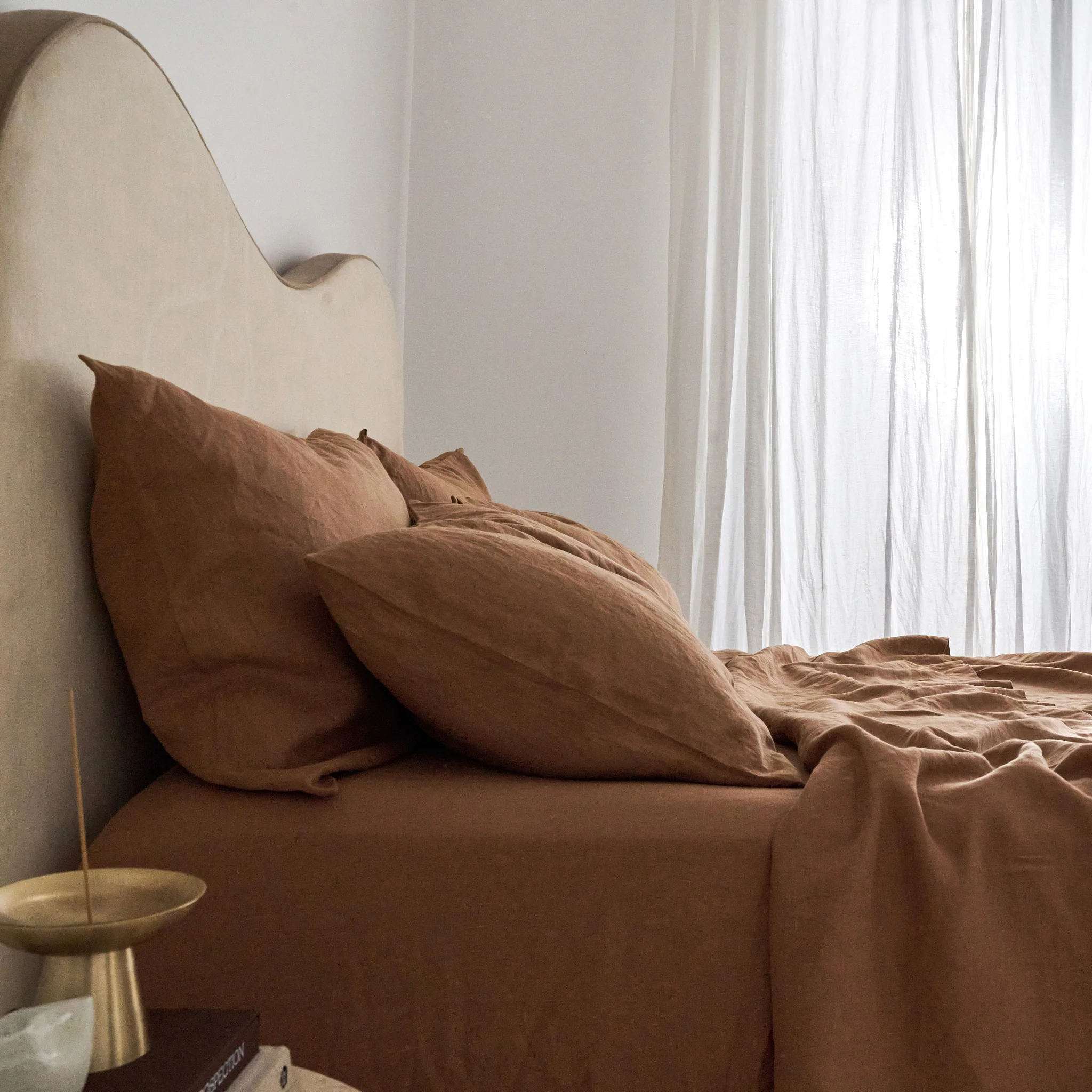 French Flax Linen Sheet Set in Hazelnut - Image 12