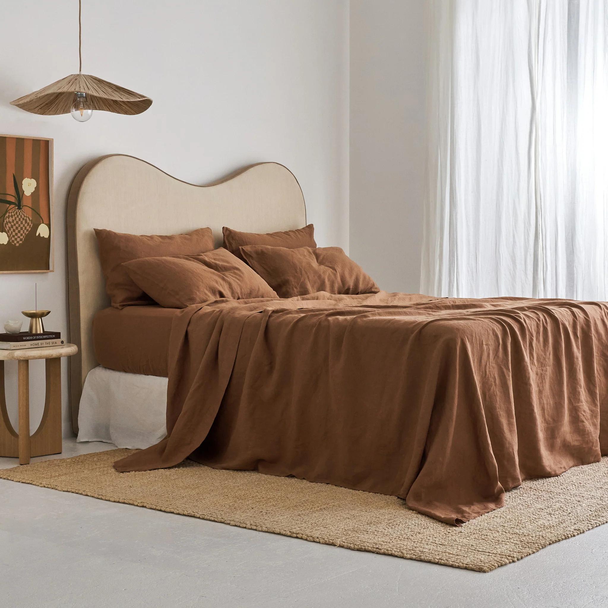 French Flax Linen Sheet Set in Hazelnut - Image 2