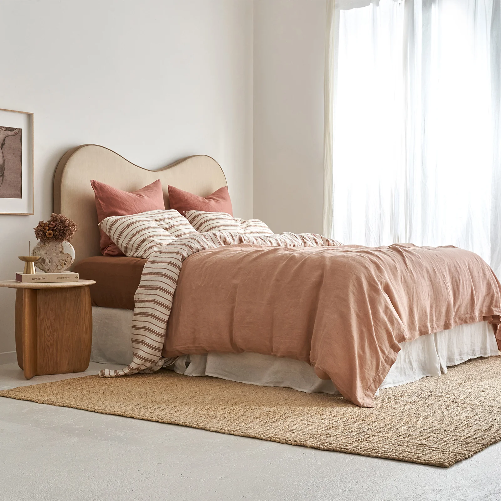 French Flax Linen Sheet Set in Hazelnut Stripe - Image 12