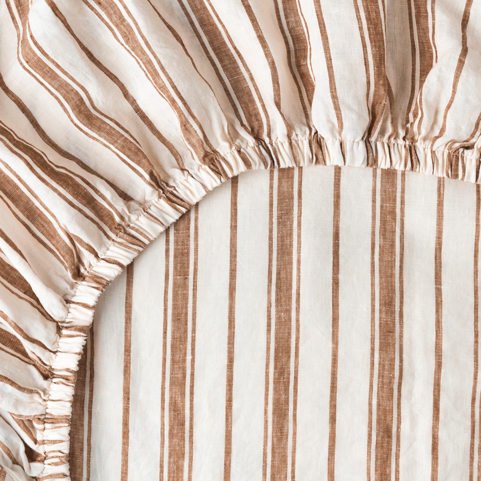 French Flax Linen Sheet Set in Hazelnut Stripe - Image 7