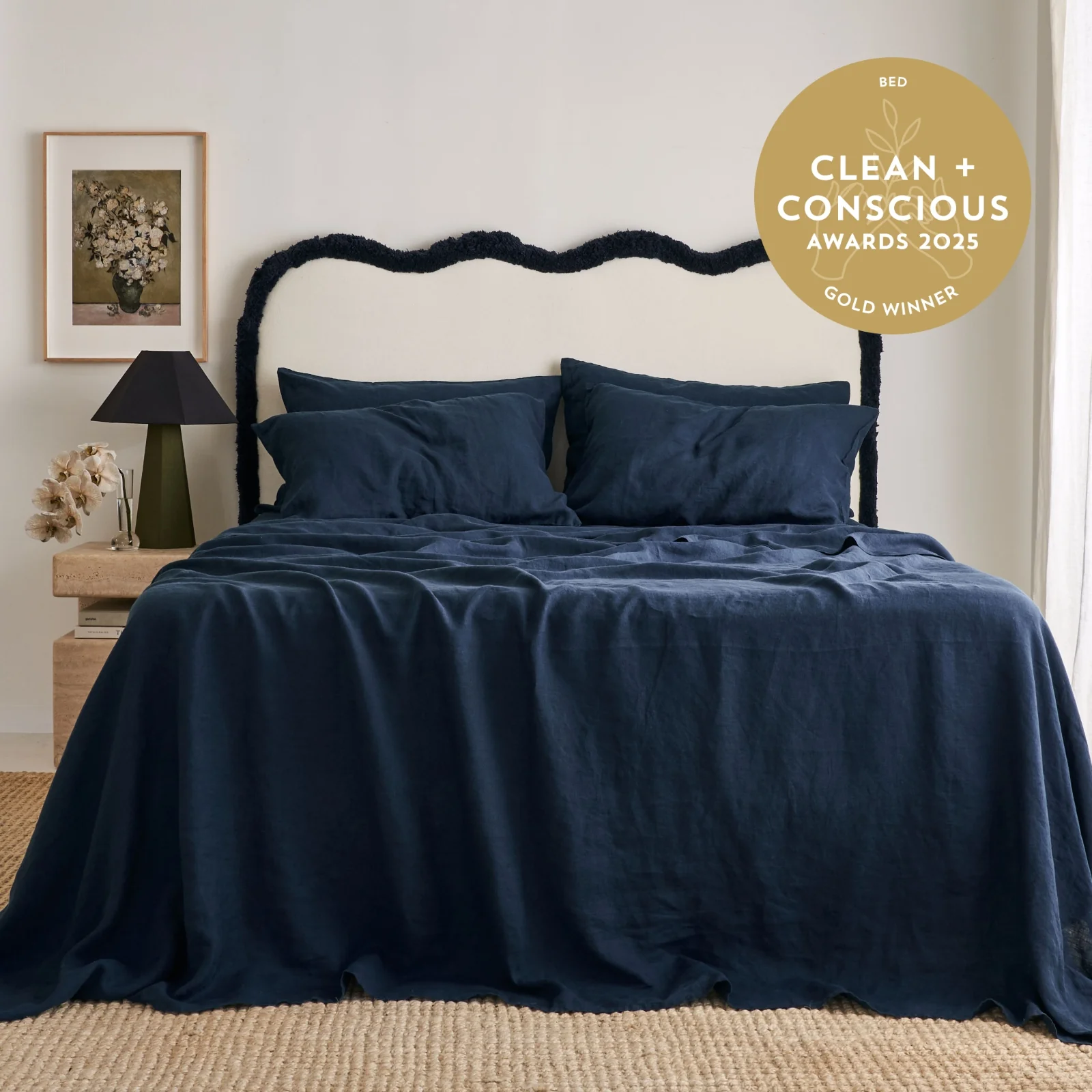 French Flax Linen Sheet Set in Indigo - Image 6