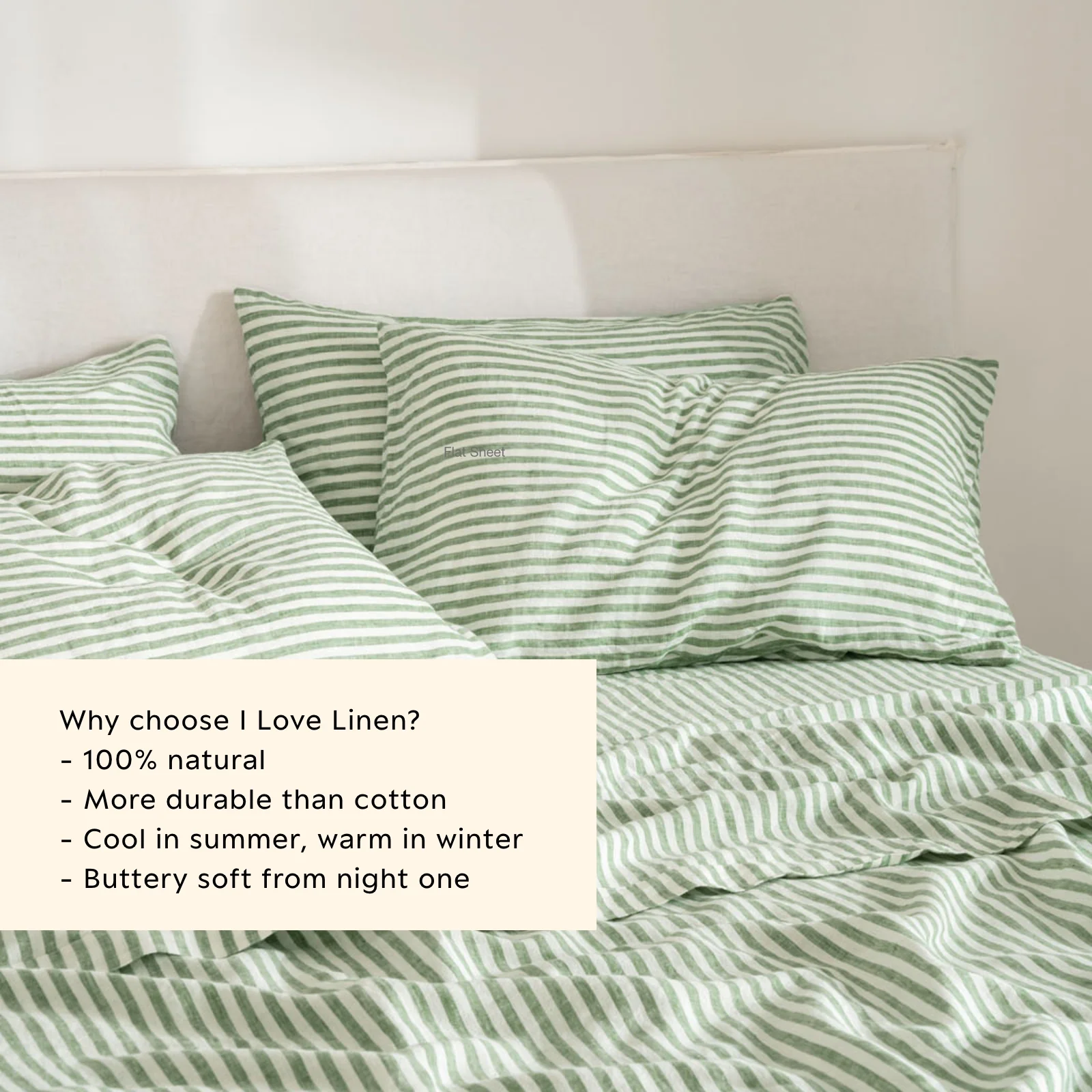 French Flax Linen Sheet Set in Ivy Stripe - Image 5