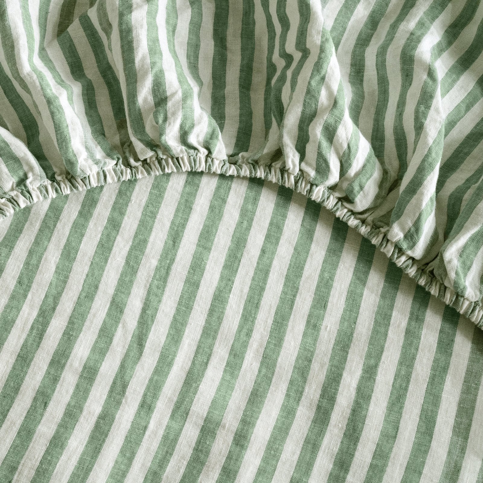 French Flax Linen Sheet Set in Ivy Stripe - Image 7