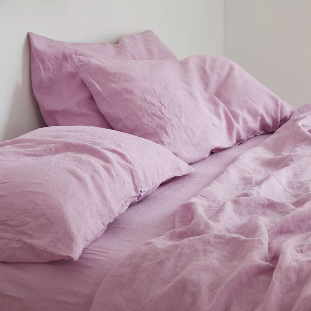 French Flax Linen Sheet Set in Lilac - Image 4