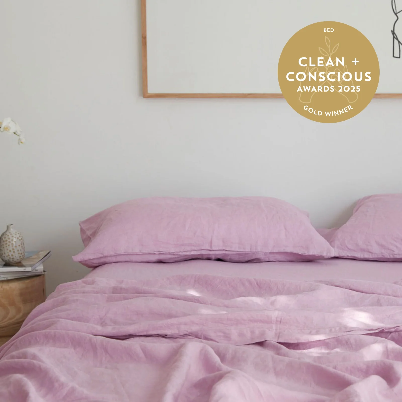French Flax Linen Sheet Set in Lilac - Image 5