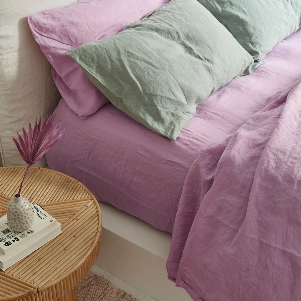 French Flax Linen Sheet Set in Lilac - Image 8