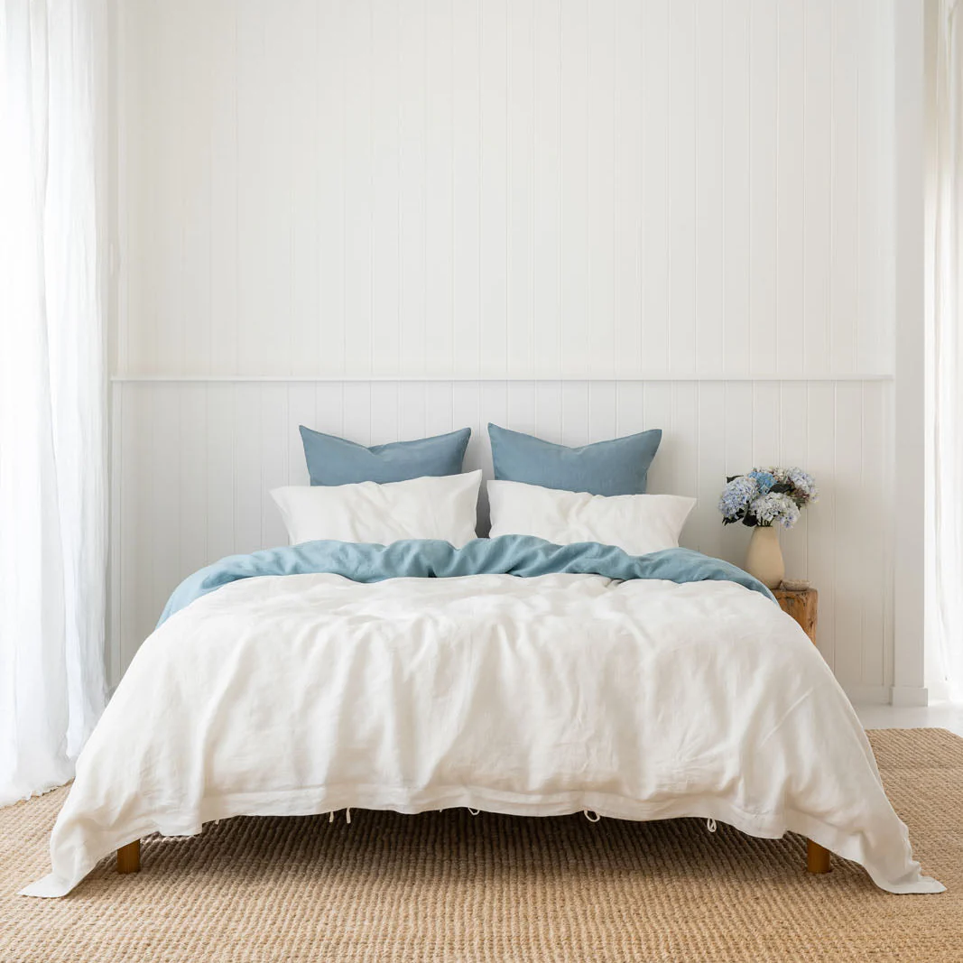French Flax Linen Sheet Set in Marine Blue - Image 12