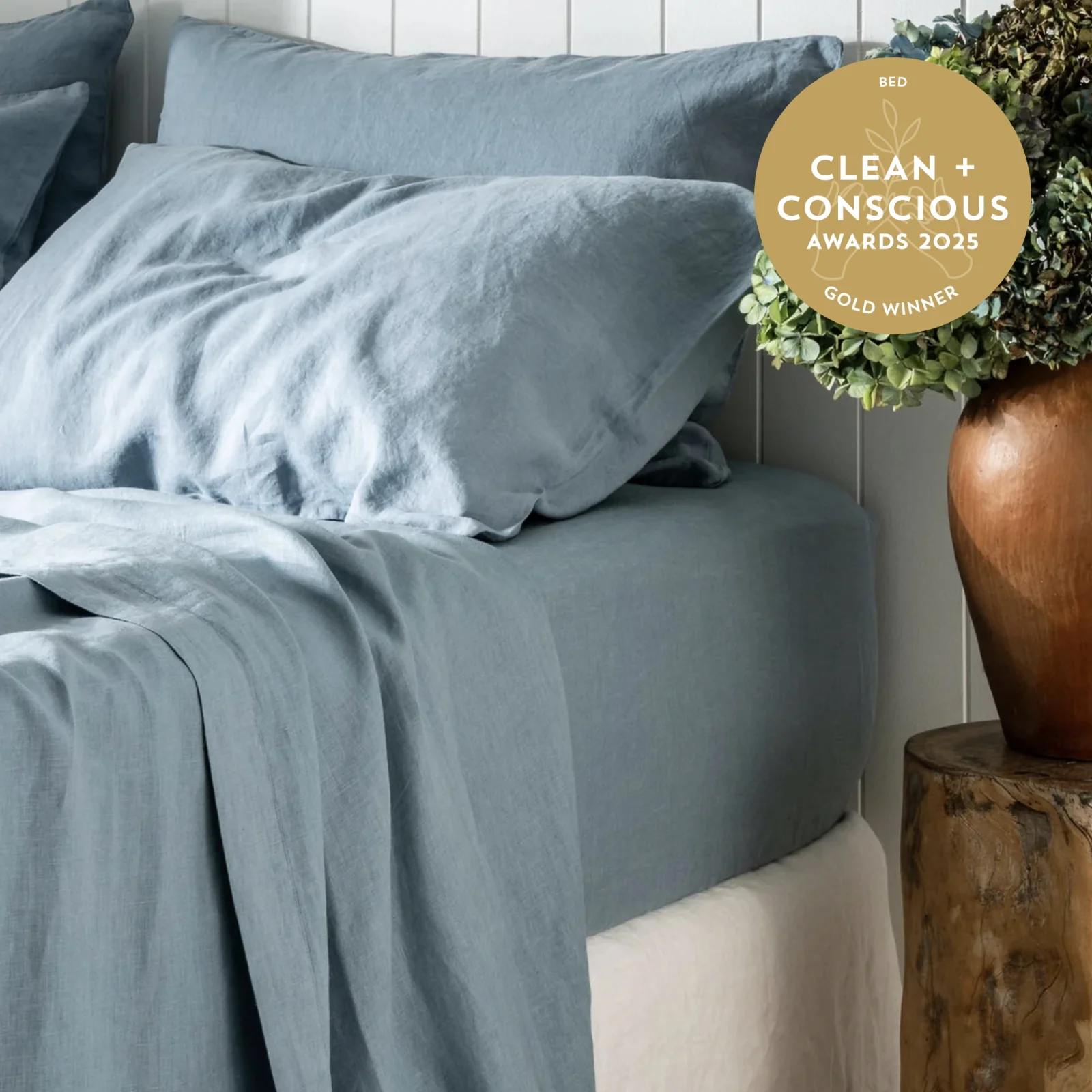 French Flax Linen Sheet Set in Marine Blue - Image 7