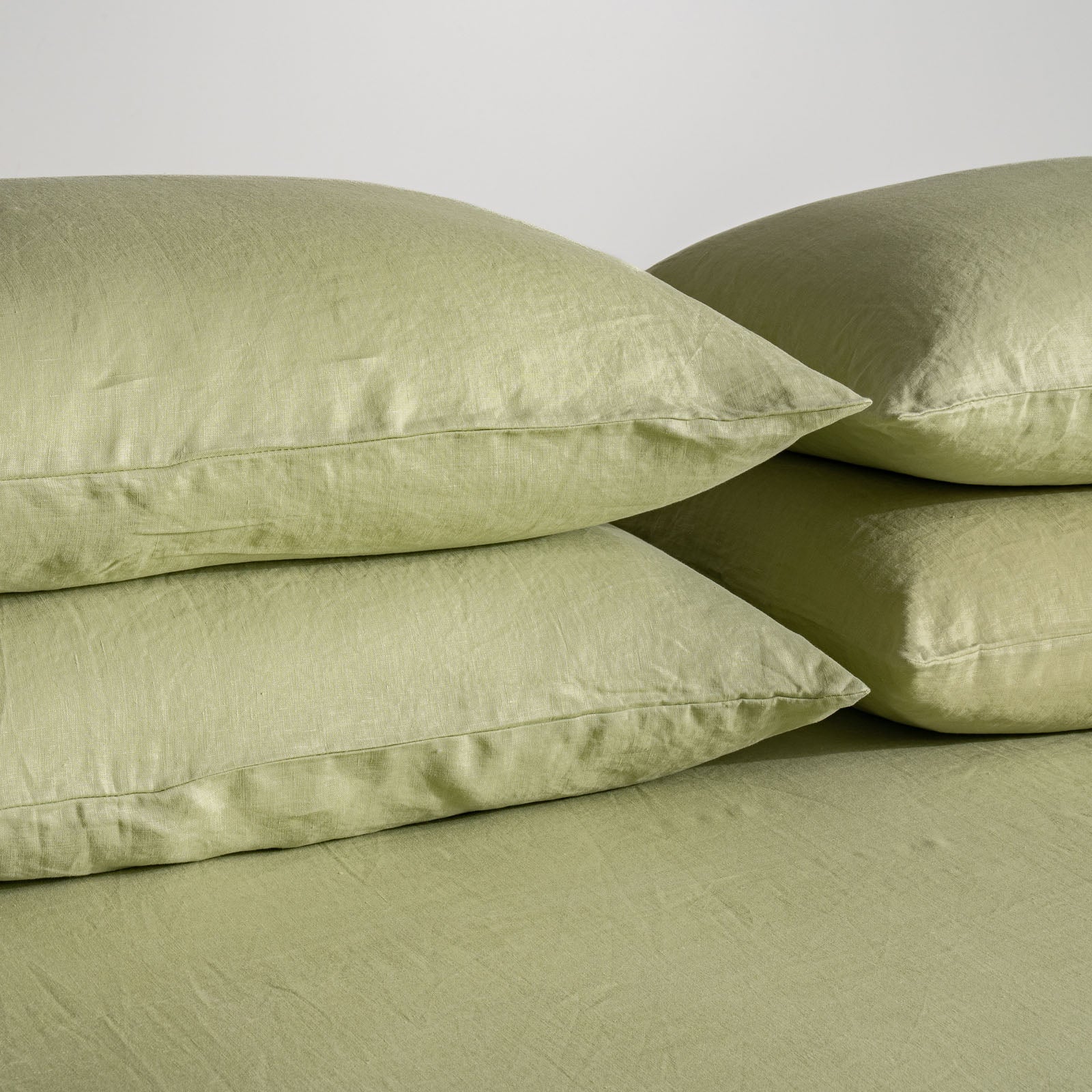 French Flax Linen Sheet Set in Matcha - Image 10