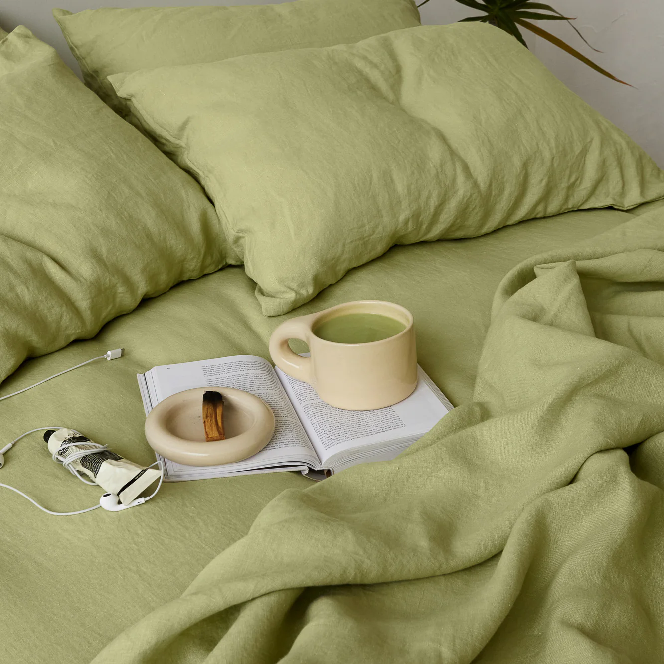 French Flax Linen Sheet Set in Matcha - Image 13