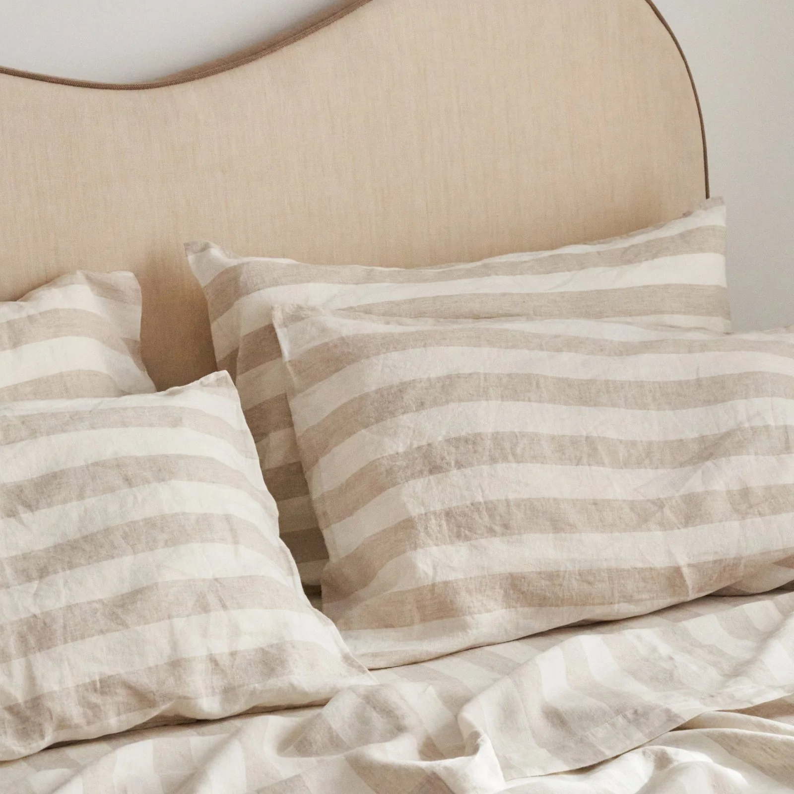 French Flax Linen Sheet Set in Natural Thick Stripe - Image 5