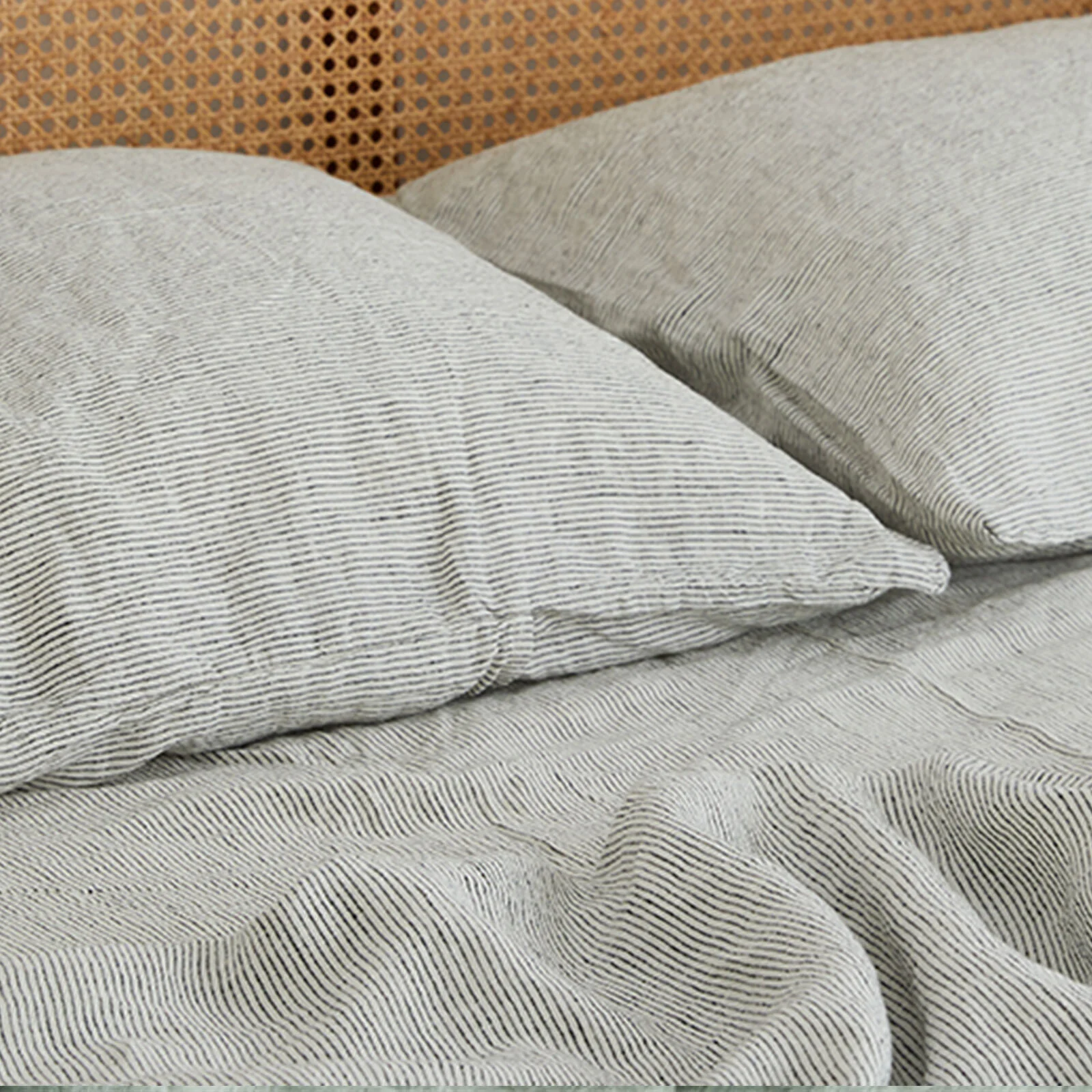 French Flax Linen Sheet Set in Pinstripe - Image 6
