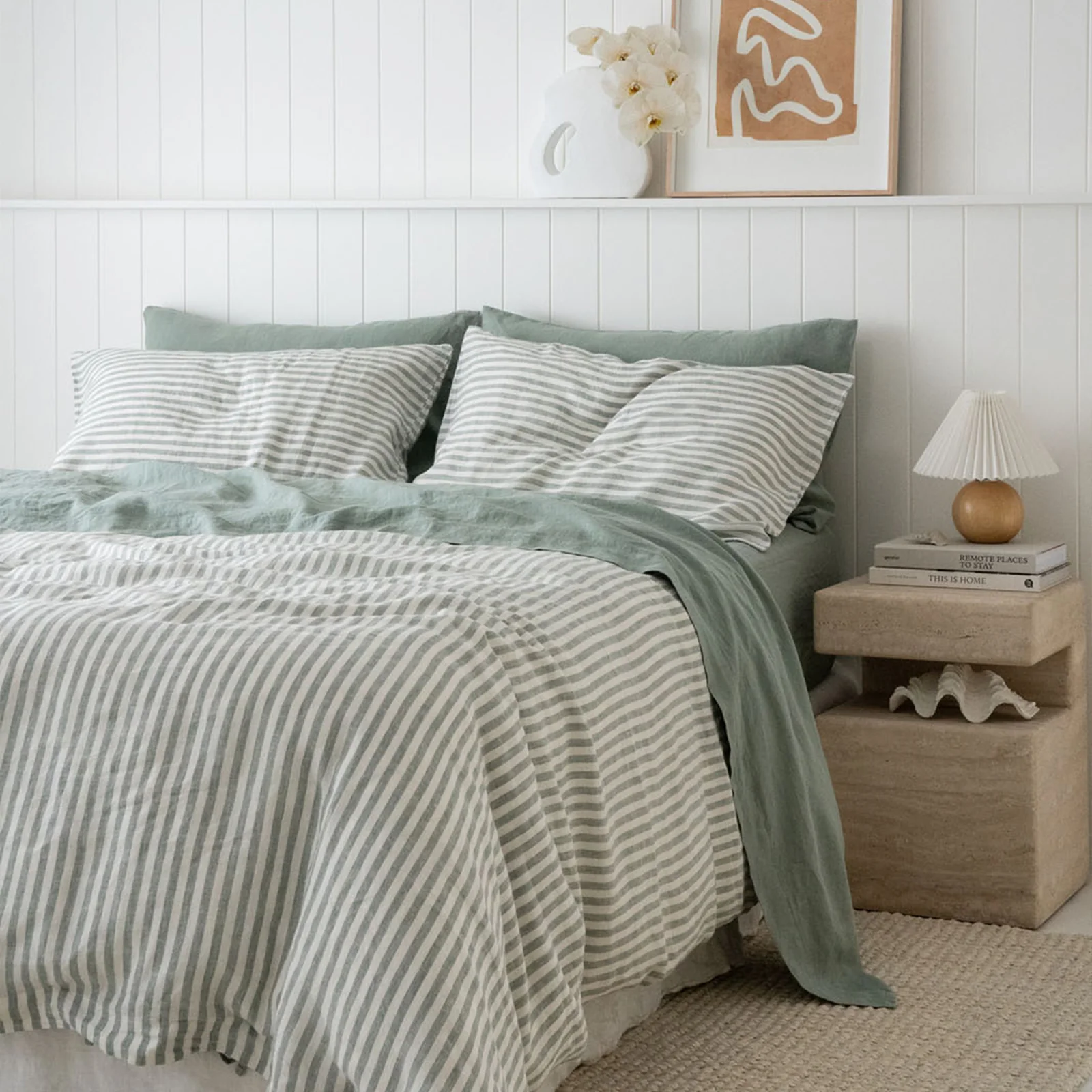 French Flax Linen Sheet Set in Sage - Image 11