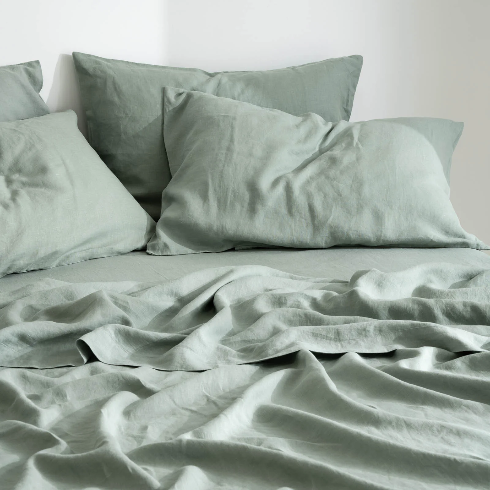 French Flax Linen Sheet Set in Sage - Image 3