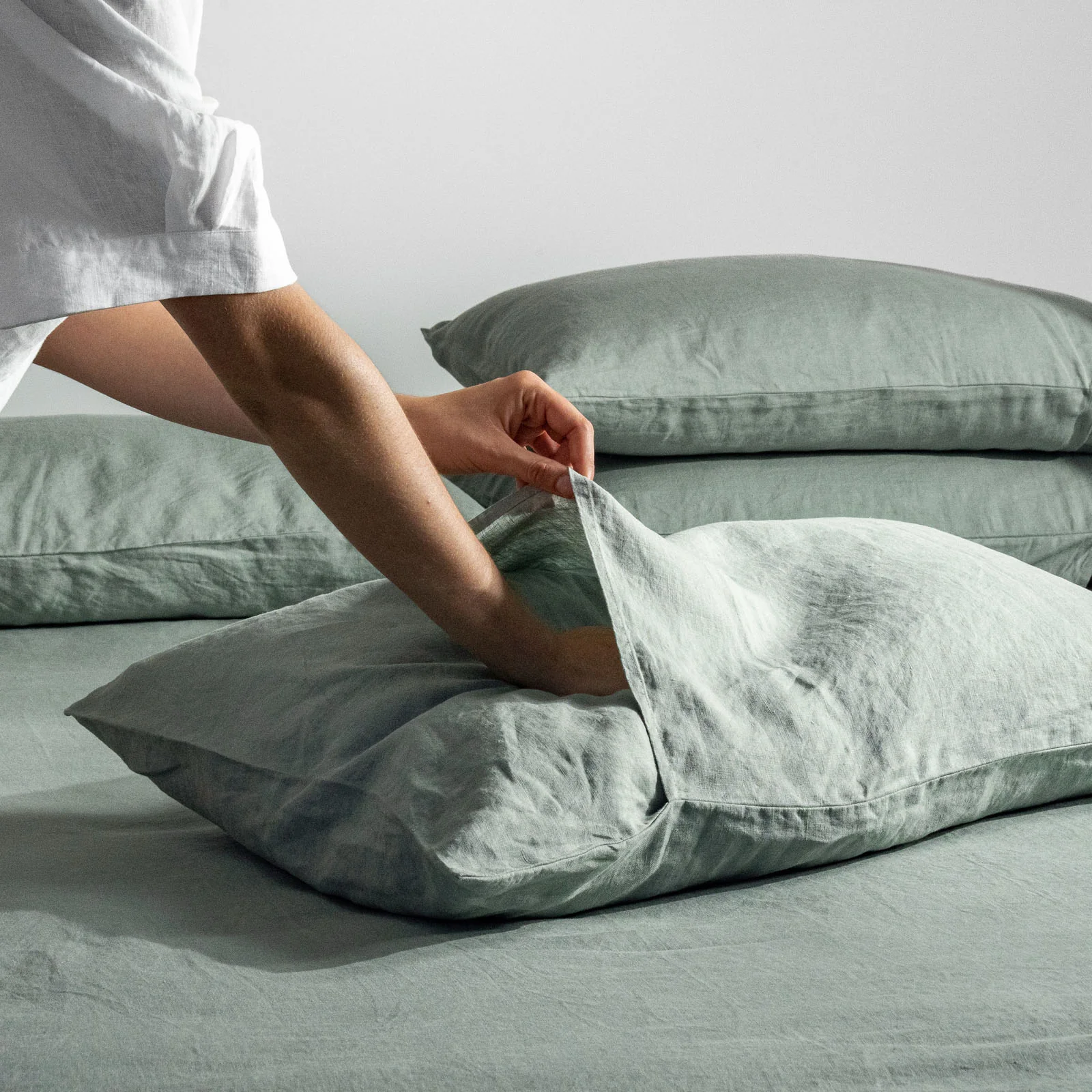 French Flax Linen Sheet Set in Sage - Image 7