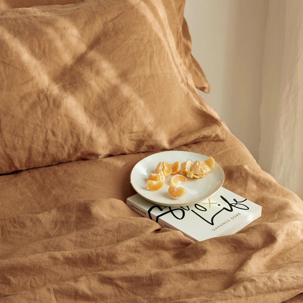 French Flax Linen Sheet Set in Sandalwood - Image 5