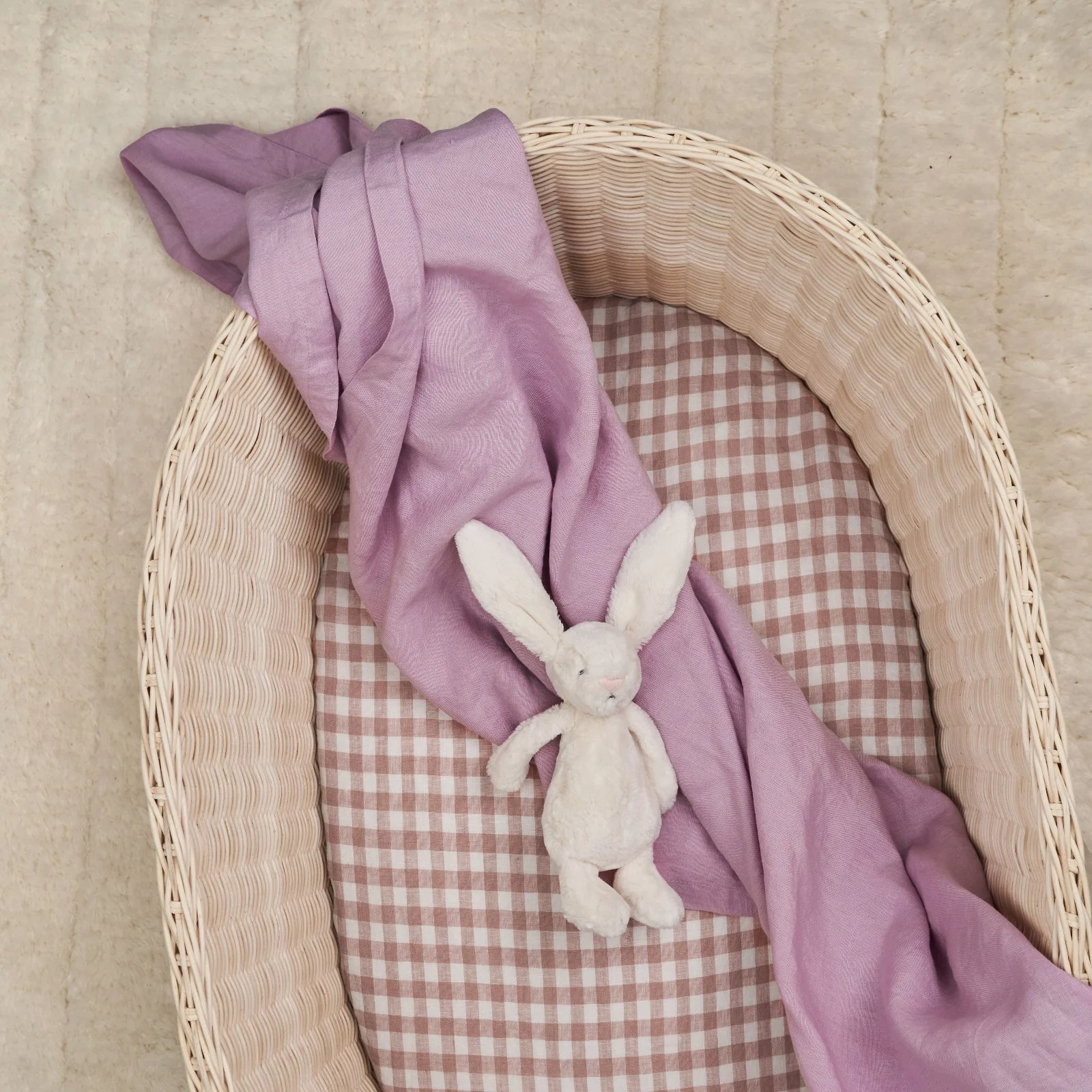 French Flax Linen Swaddle in Lilac - Image 4