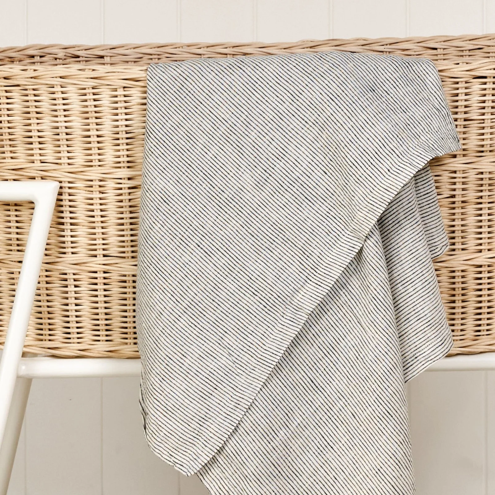 French Flax Linen Swaddle in Pinstripe - Image 3