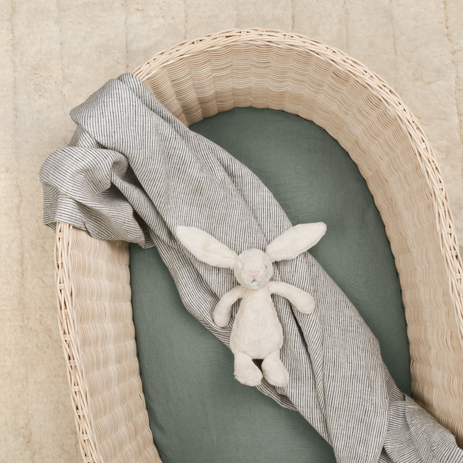 French Flax Linen Swaddle in Pinstripe - Image 4