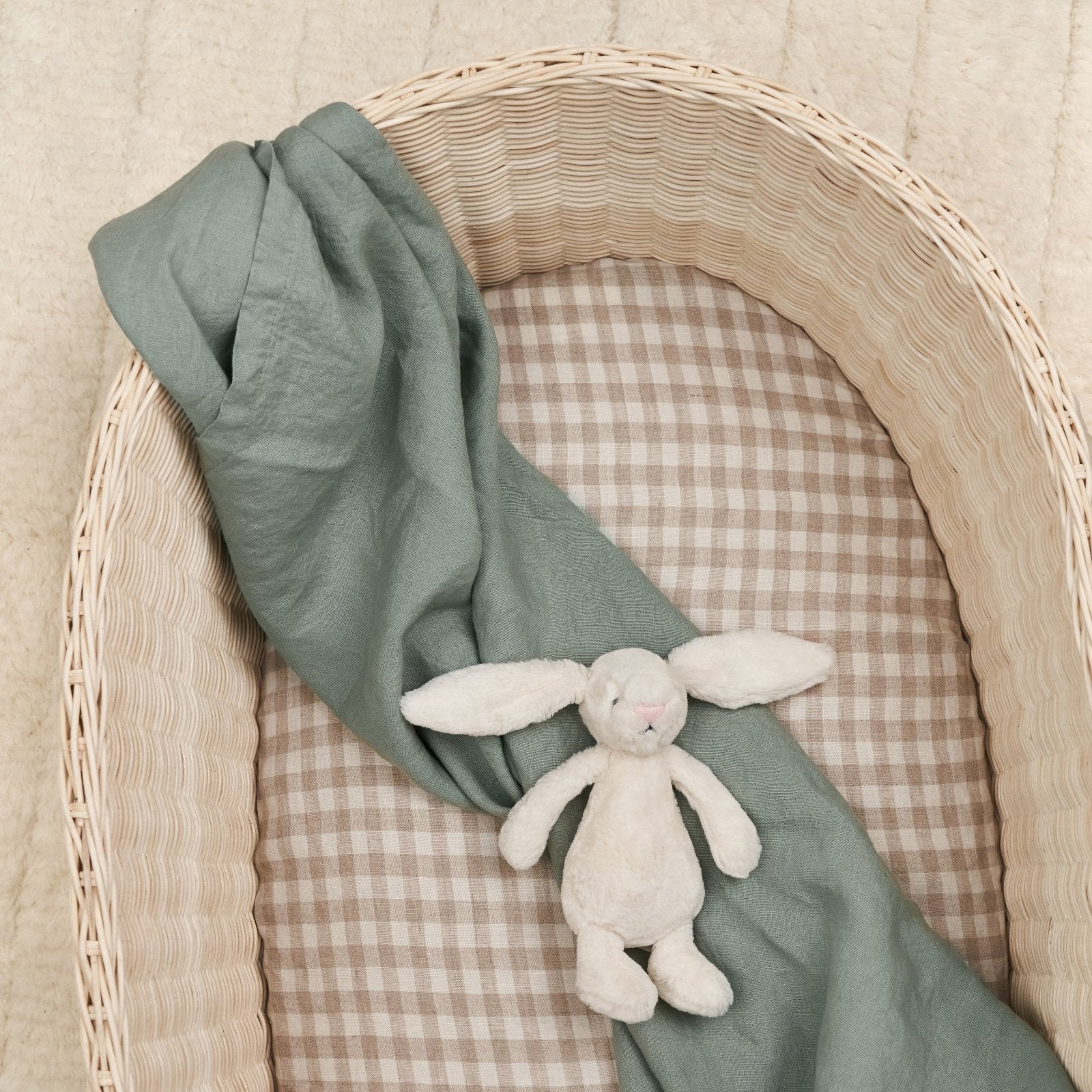 French Flax Linen Swaddle in Sage - Image 4