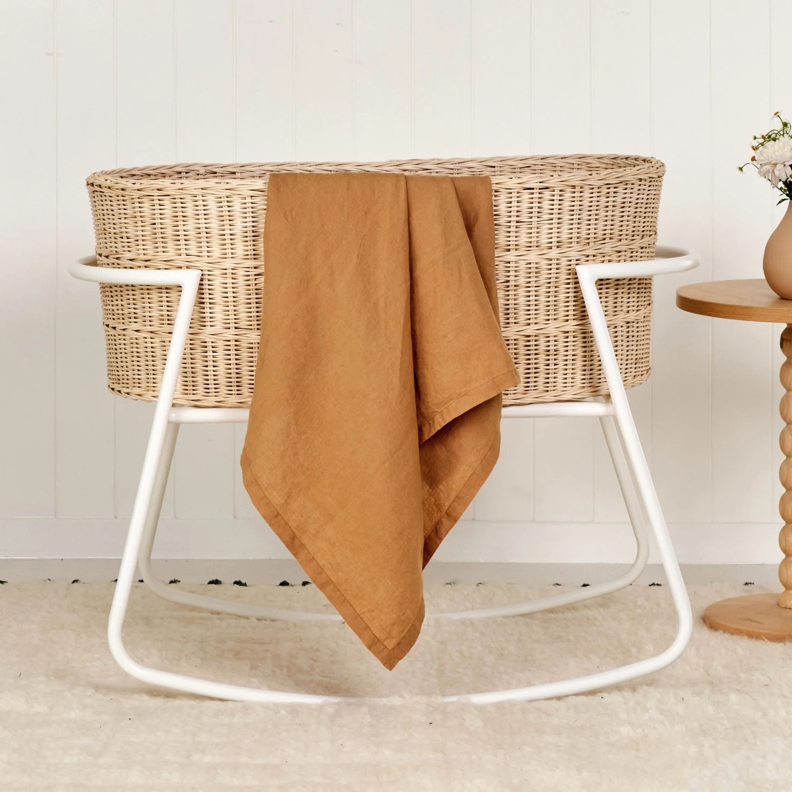 French Flax Linen Swaddle in Sandalwood