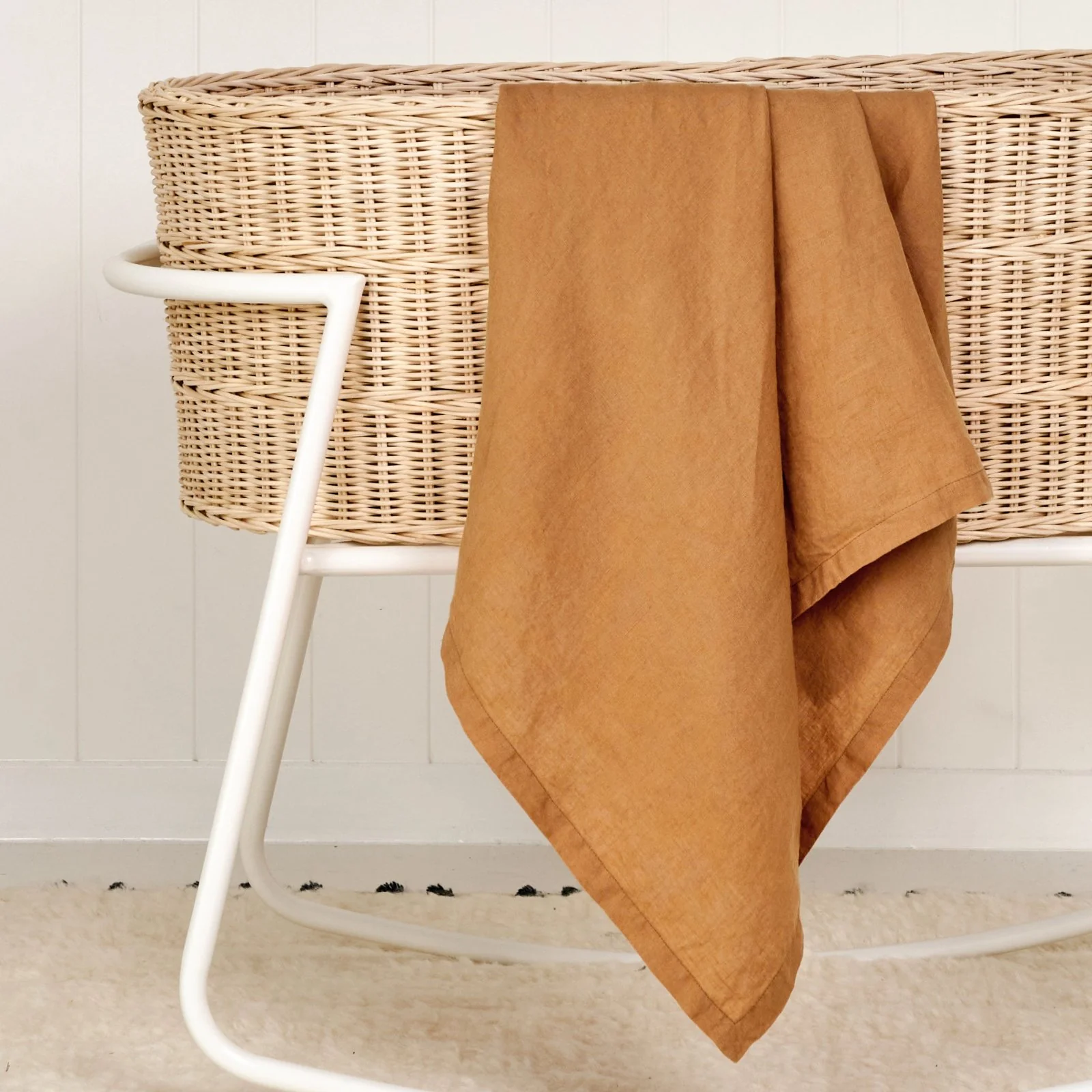 French Flax Linen Swaddle in Sandalwood - Image 2