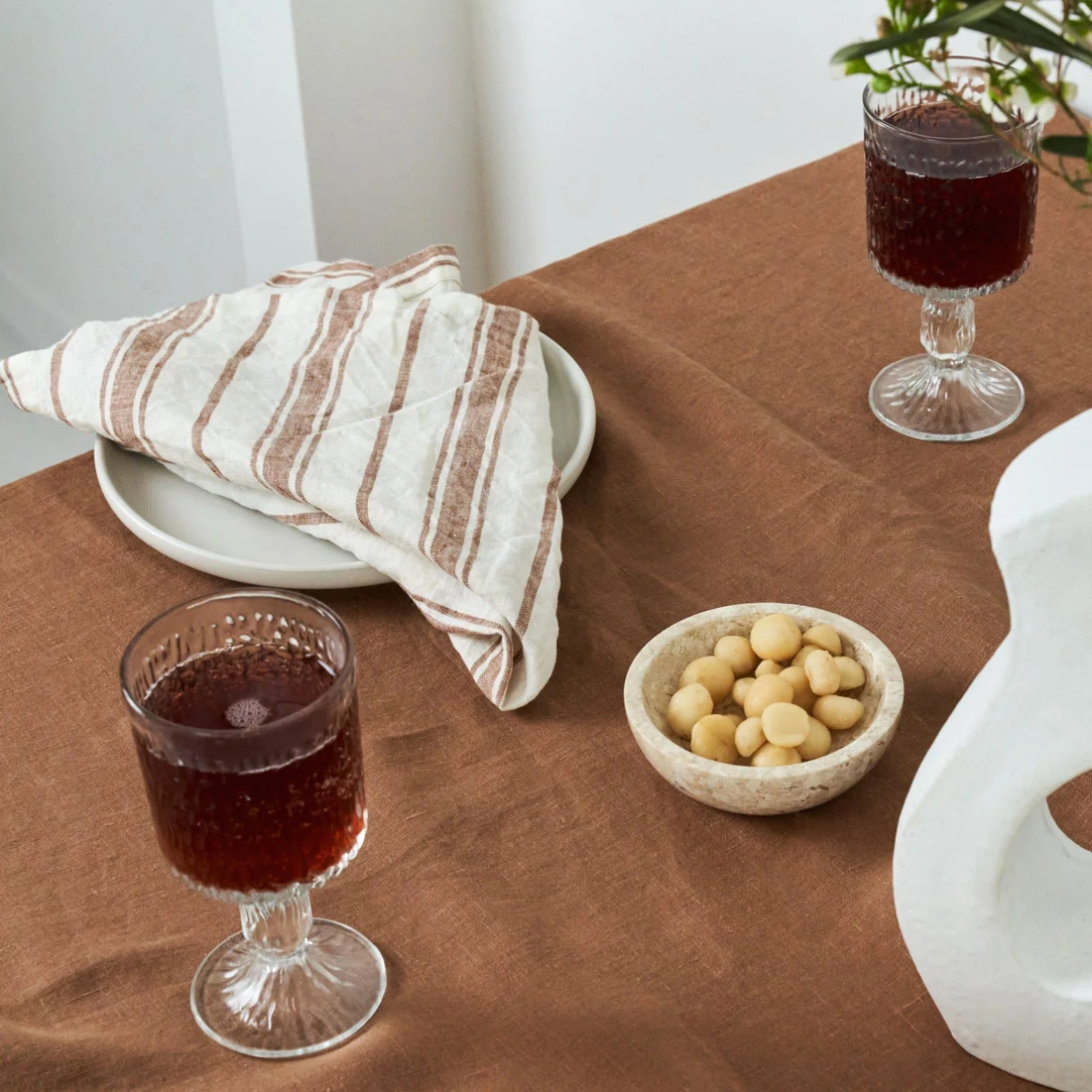 French Flax Linen Table Cloth in Hazelnut - Image 10