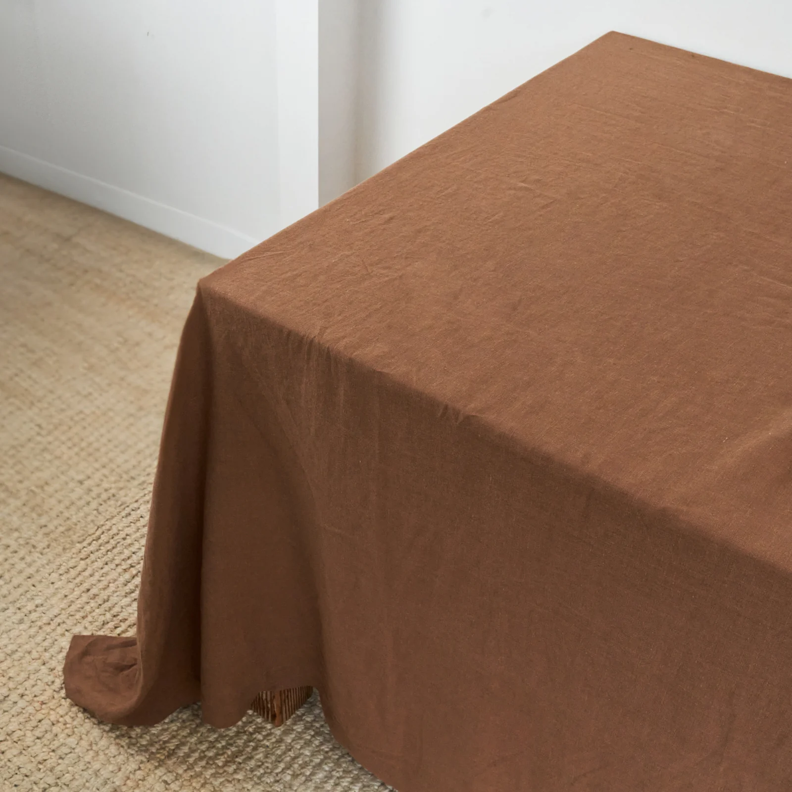 French Flax Linen Table Cloth in Hazelnut - Image 2