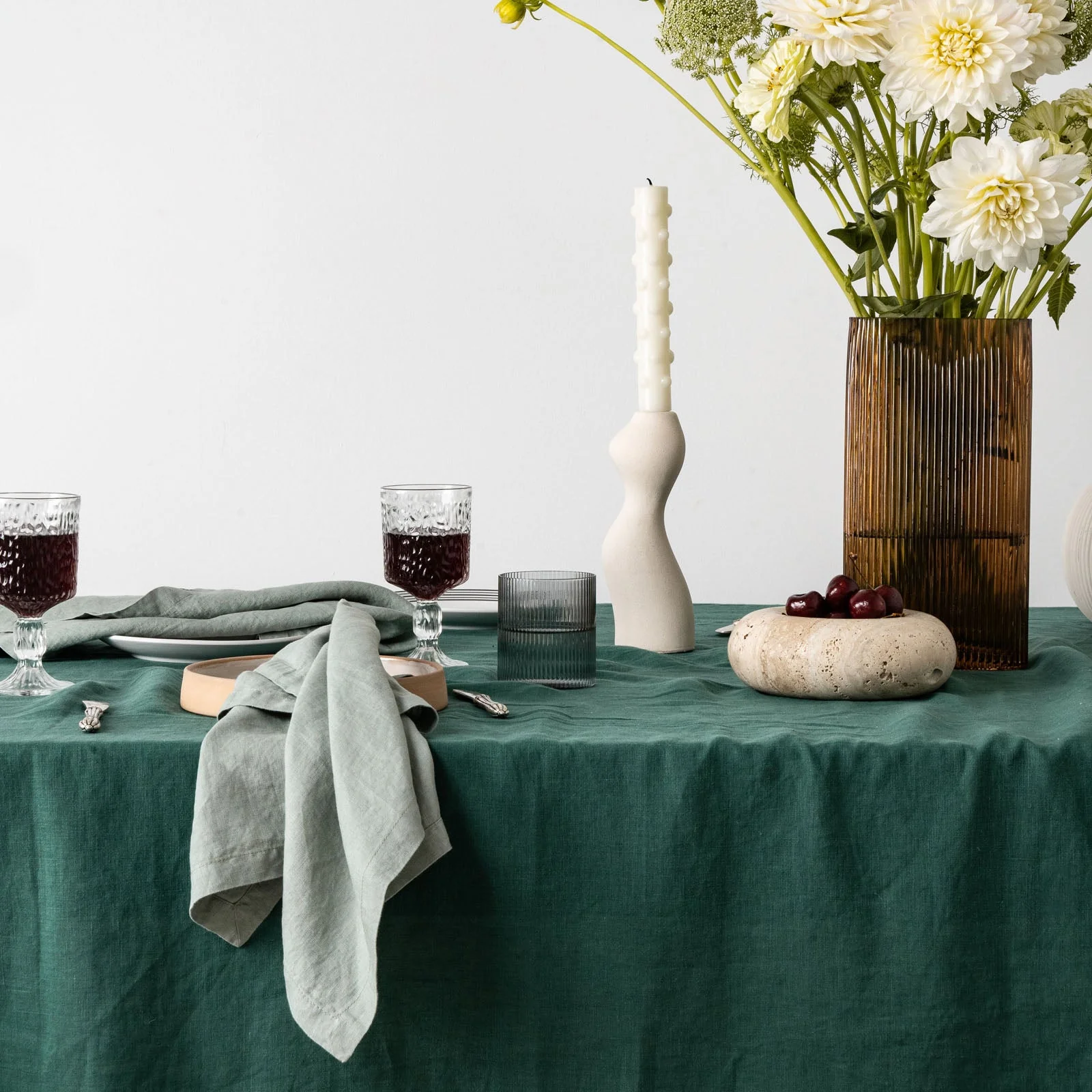 French Flax Linen Table Cloth in Jade - Image 3