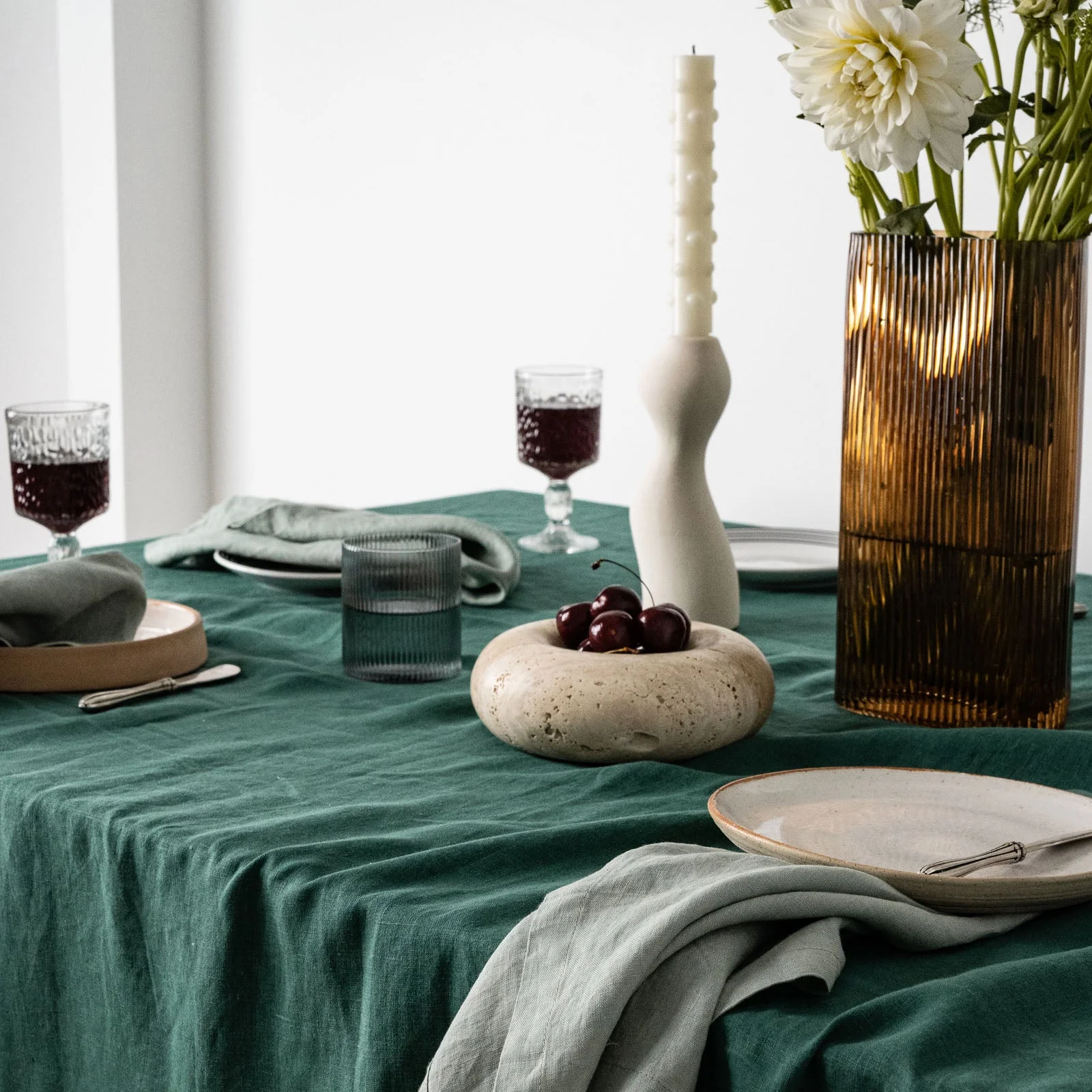 French Flax Linen Table Cloth in Jade - Image 6
