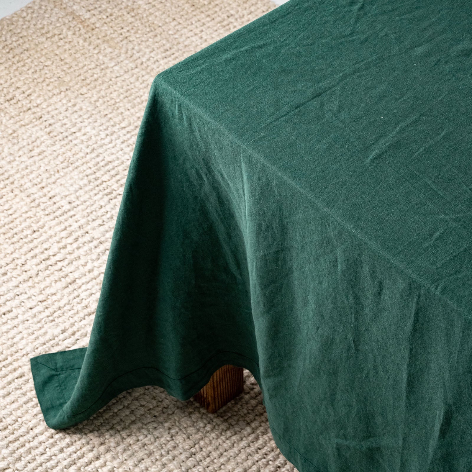 French Flax Linen Table Cloth in Jade - Image 7