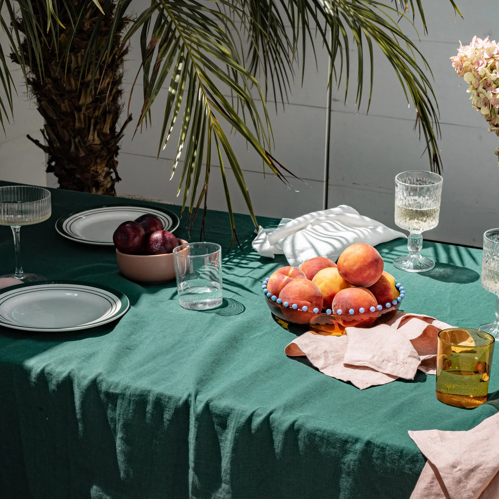 French Flax Linen Table Cloth in Jade - Image 9