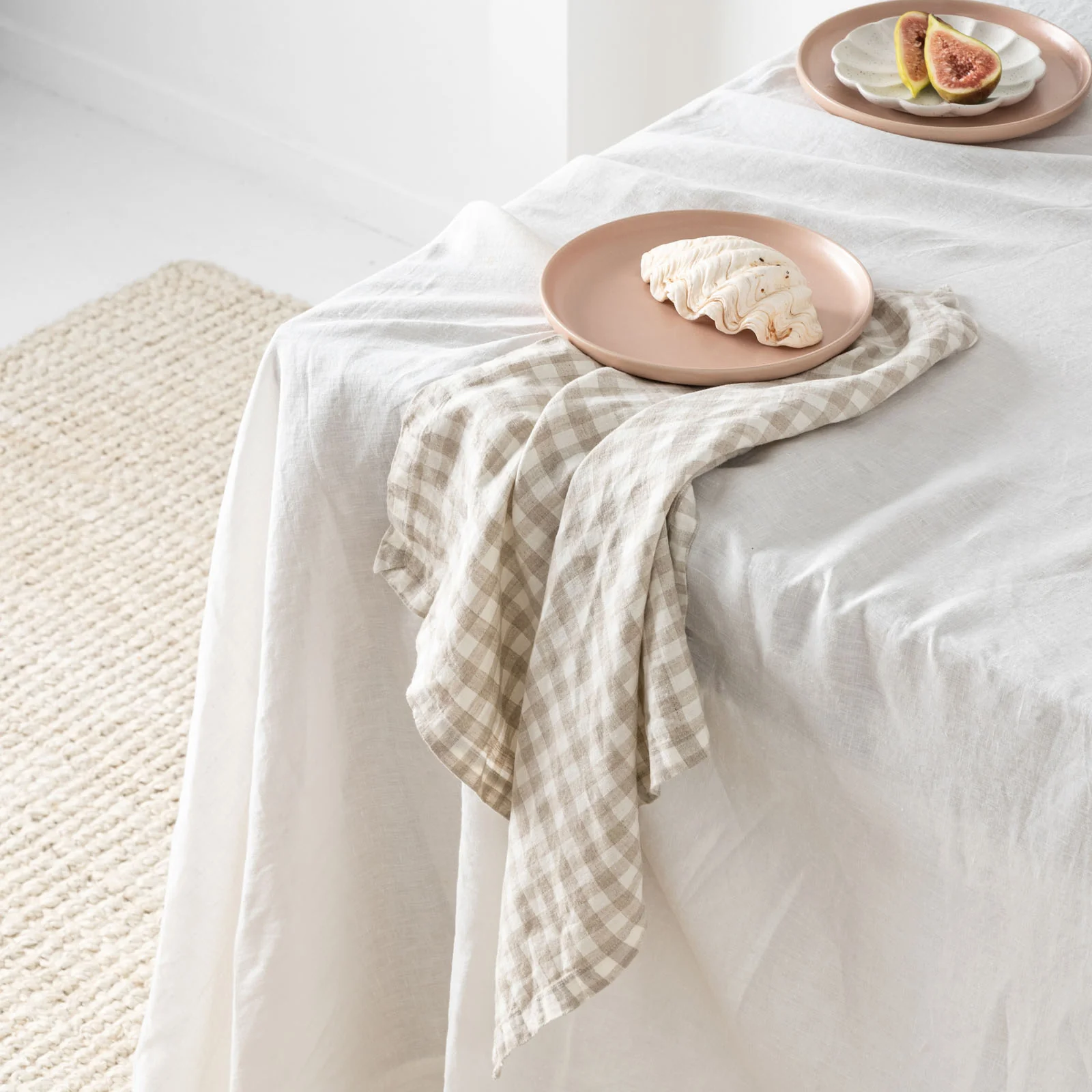 French Flax Linen Table Cloth in White - Image 6