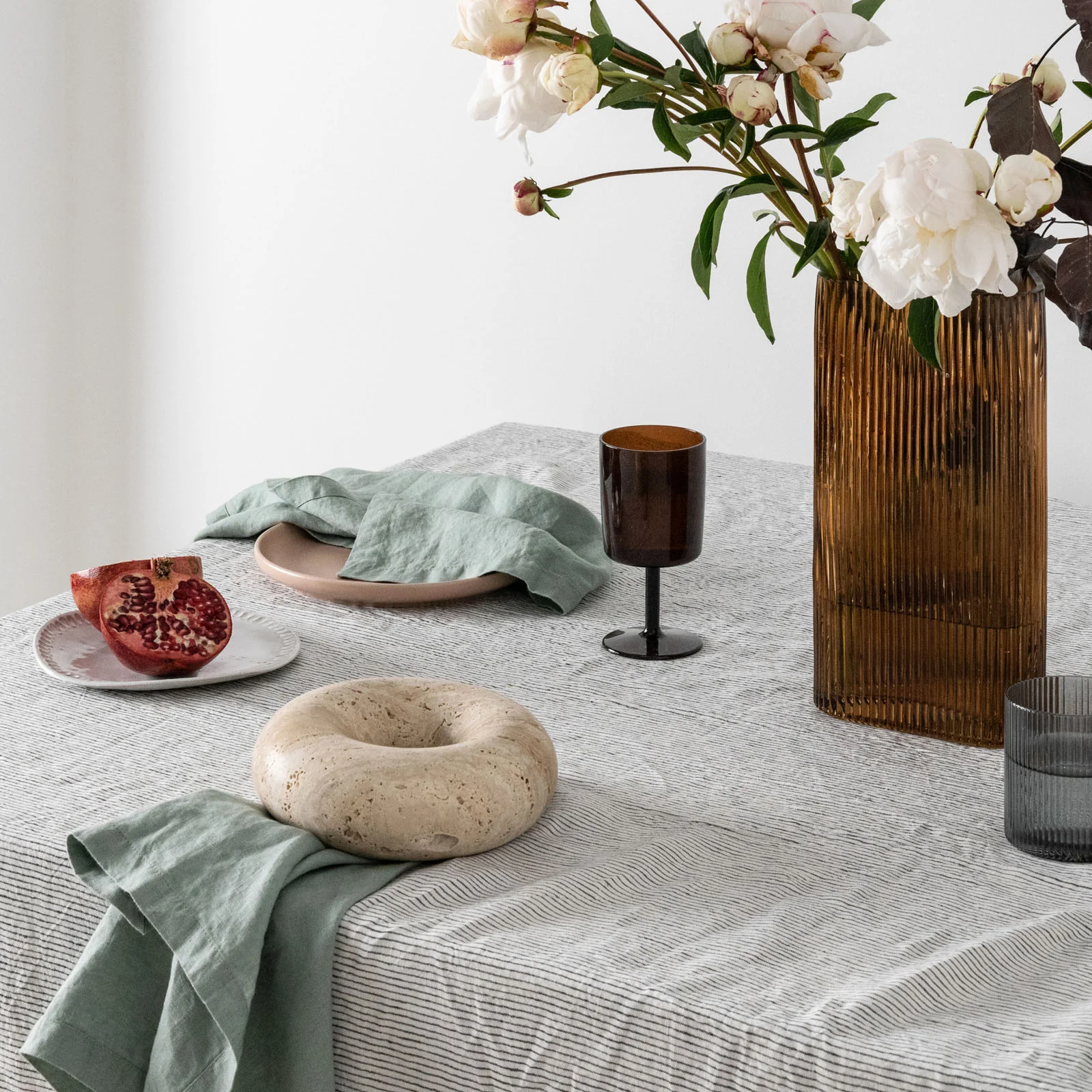 French Flax Linen Table Cloth in Pinstripe - Image 7
