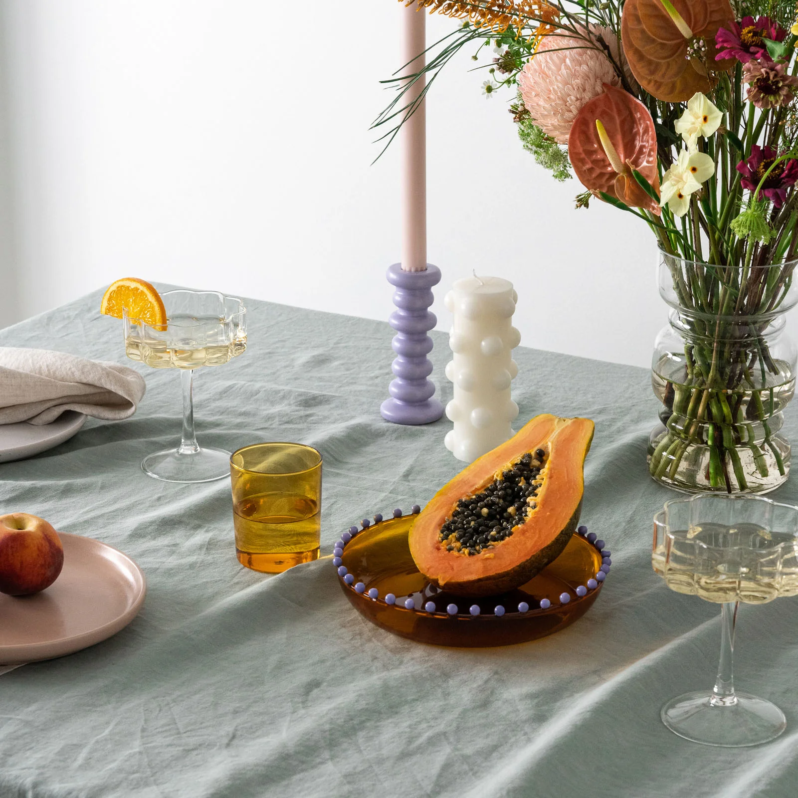 French Flax Linen Table Cloth in Sage - Image 7